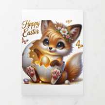 Tarjeta Cuta De Pascua Con Fox