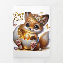Tarjeta Cuta De Pascua Con Fox