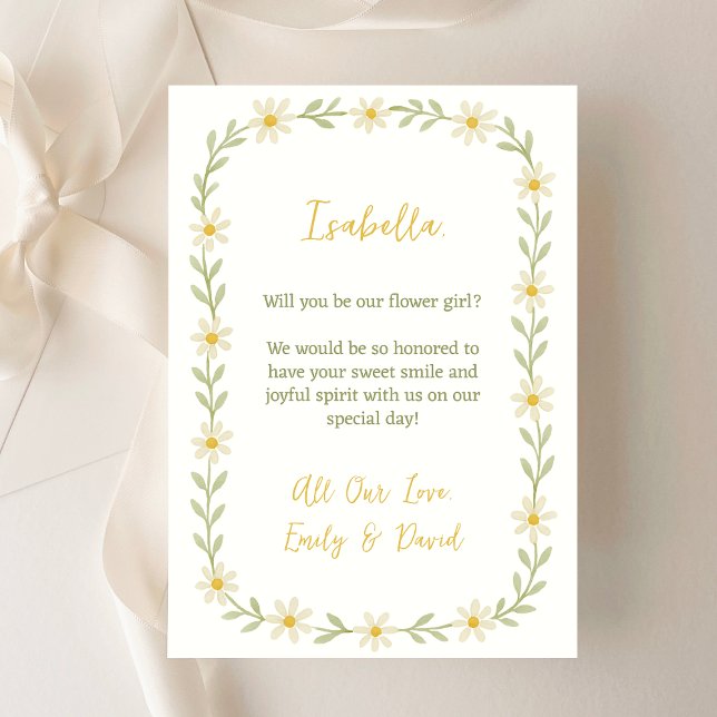 Tarjeta Cuta Flower Girl Propuesta Acuarela Daisy (Subido por el creador)