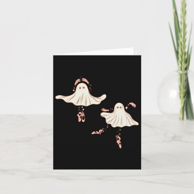 Tarjeta Cuta Halloween Fantasma Dancing Ballerina (Anverso)
