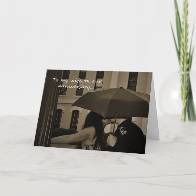 Tarjeta Cuta pareja paraguas feliz aniversario feliz tarje (Anverso)