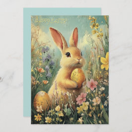 Tarjeta Cuta Vintage Spring Bunny Easter