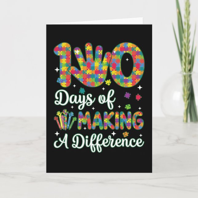 Tarjeta Cute 100 Days Making A Difference Puzzle Inclusion (Anverso)