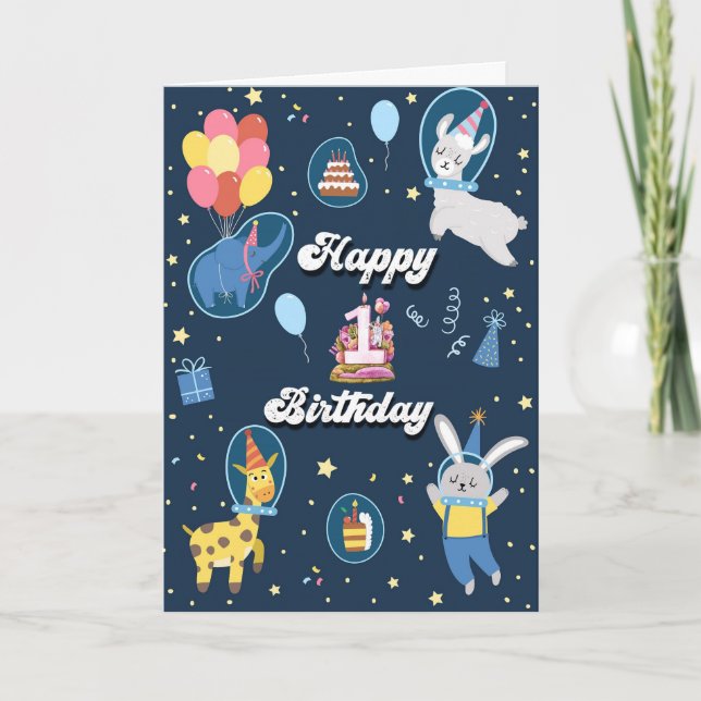 Tarjeta Cute 1er cumpleaños (Anverso)