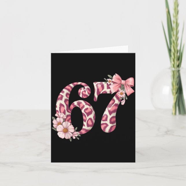 Tarjeta Cute 67 Meme Nk Bow Leopard Floral For Girl Women  (Anverso)