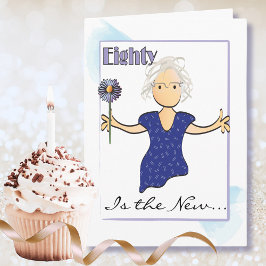Tarjeta Cute 80 y fabuloso por su cumpleaños azul