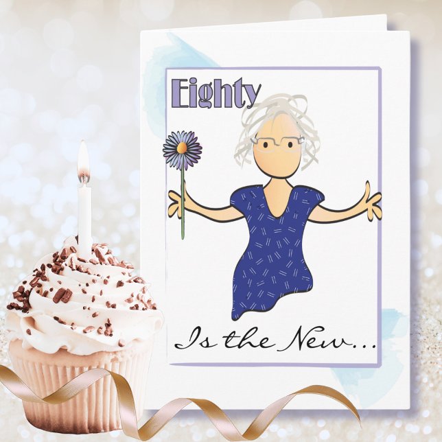 Tarjeta Cute 80 y fabuloso por su cumpleaños azul (Subido por el creador)