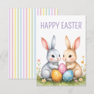 Tarjeta Cute acuarela Abundantes de Pascua Felices Pascuas