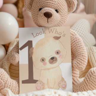 Tarjeta Cute acuarela Puppy Nombre Personalizado Primer Cu