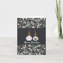 Cute acuarela Scandi Gnomes Merry Christmas Card