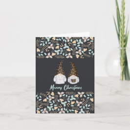 Tarjeta Cute acuarela Scandi Gnomes Merry Christmas Card