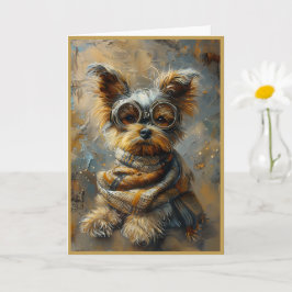 Tarjeta Cute Adorable Steampunk Yorkshire Terrier Note 163