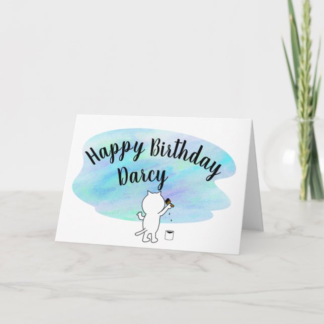 Tarjeta Cute Agregar un Nombre Feliz Cumpleaños Saludo (Anverso)