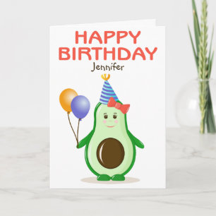Tarjeta Cute Aguacate Feliz Cumpleaños