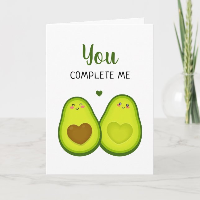 Tarjeta Cute Aguacate Romántico Te Complemento Aniversario (Anverso)