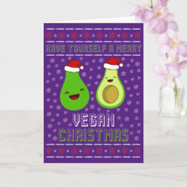 Tarjeta Cute Aguacates Feliz Navidad Vegano 