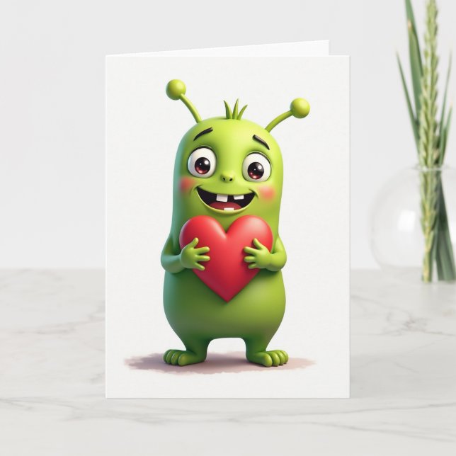 Tarjeta Cute Alien Love Card (Anverso)