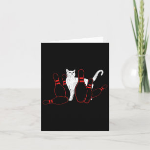 Tarjeta Cute Alley Cat Tocando Bowler Tipping Bowler