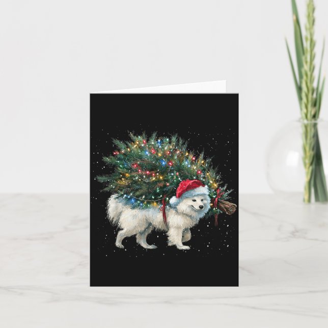 Tarjeta Cute American Eskimo Dog In A Christmas Tree For M (Anverso)