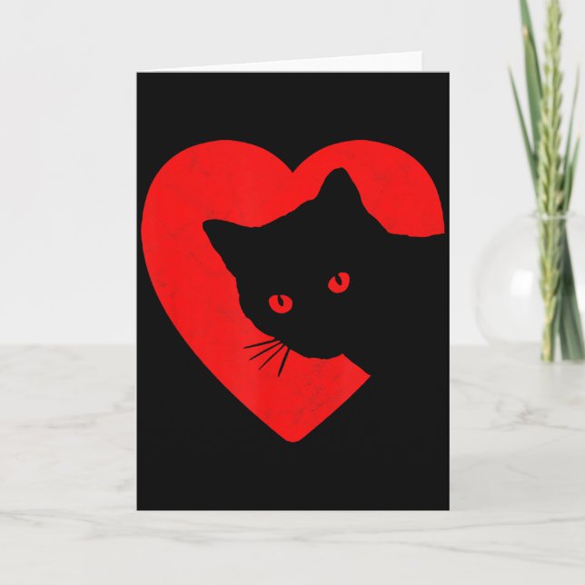 Tarjeta Cute &amp; Funny Cat Valentines Heart Graphic For  (Anverso)