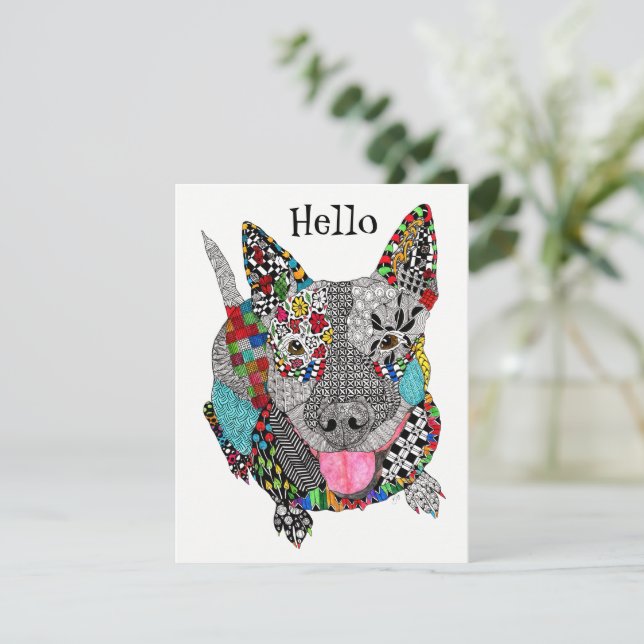 Tarjeta Cute and Colorful Pitbill Greeting Card (Anverso de pie)