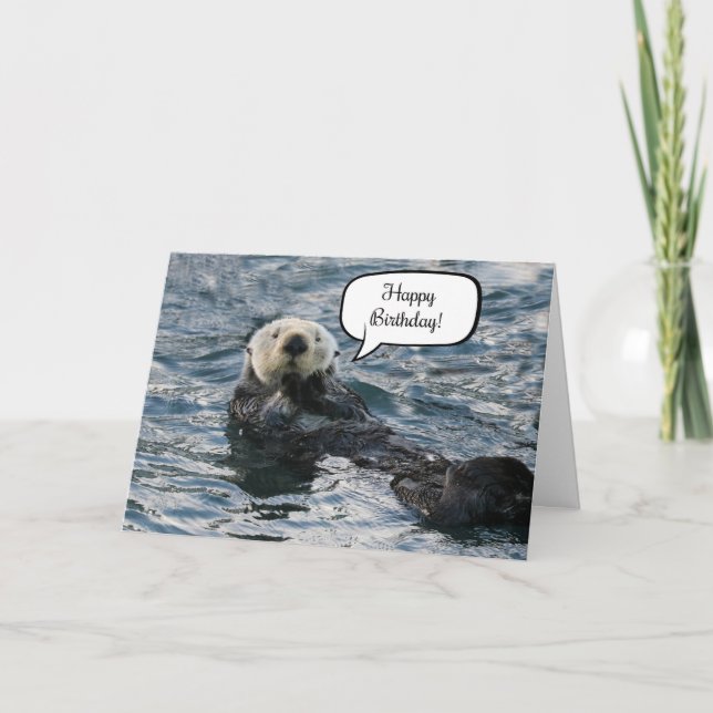 Tarjeta Cute Animal Otter Happy Birday (Anverso)