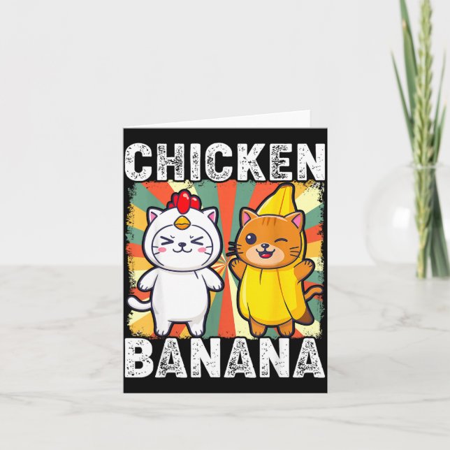 Tarjeta Cute Animals In Chicken And Banana Costumes Kawaii (Anverso)
