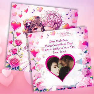 Tarjeta Cute Anime Couple   El día de San Valentín persona
