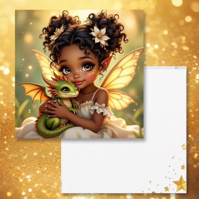 Tarjeta Cute Anime Fairy Girl and Chibi Dragon (Subido por el creador)