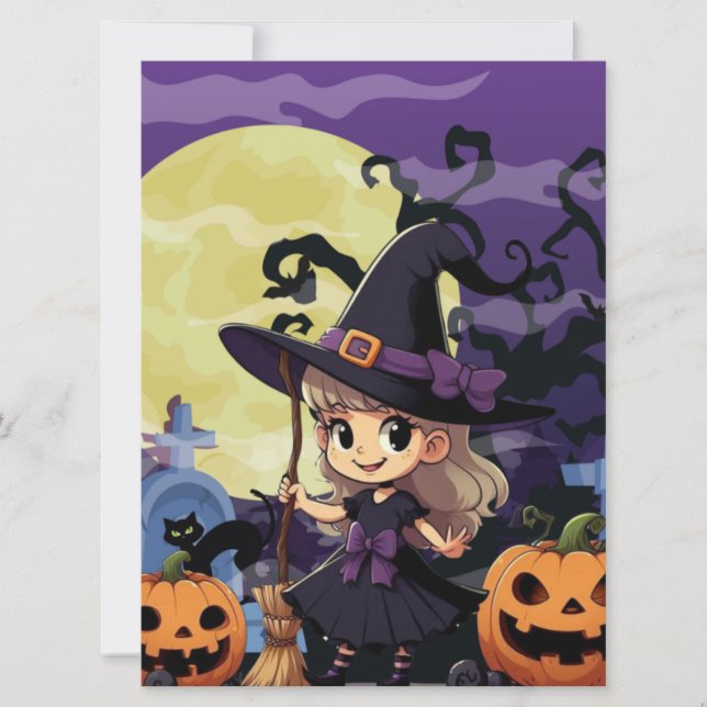 Tarjeta Cute Anime Halloween Witch (Anverso)