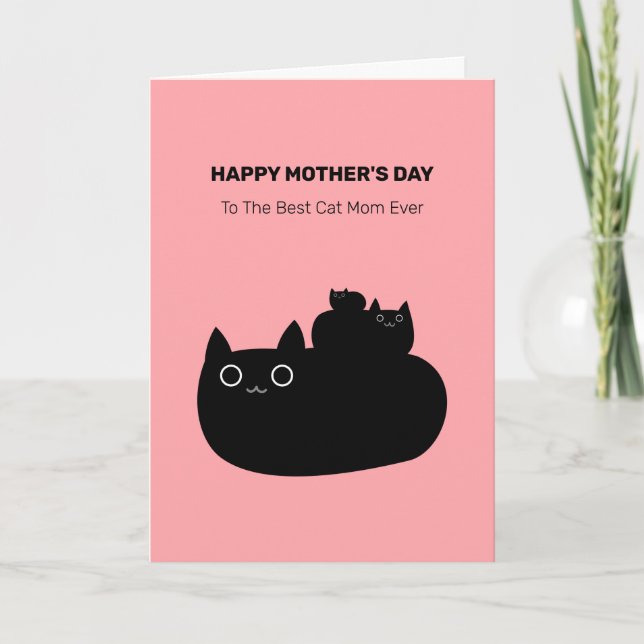 Tarjeta Cute apilado de gatos negros, el día de la madre (Anverso)