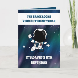 Tarjeta Cute Astronauta Espacio Púrpura Galaxia 8º cumplea