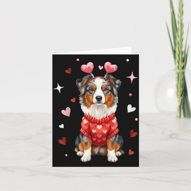 Tarjeta Cute Australian Shepherd Valentine Heart Valentine (Anverso)