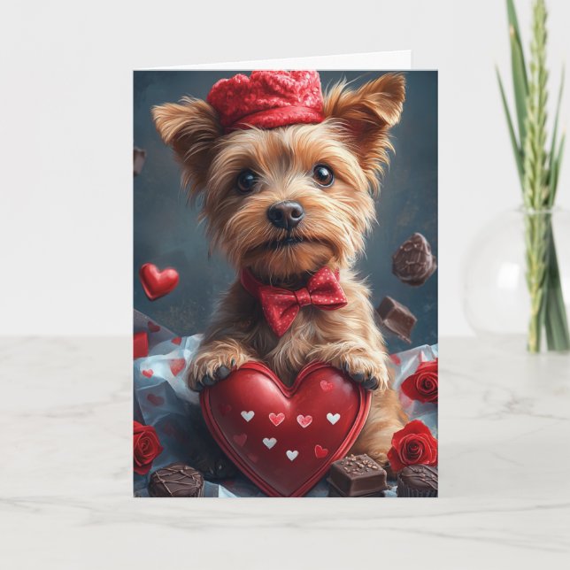 Tarjeta Cute Australian Terrier Día de San Valentín (Anverso)