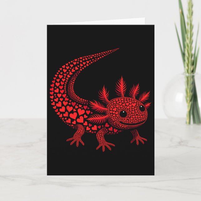 Tarjeta Cute Axolotl Heart Kids Mens Womens Valentine Axol (Anverso)