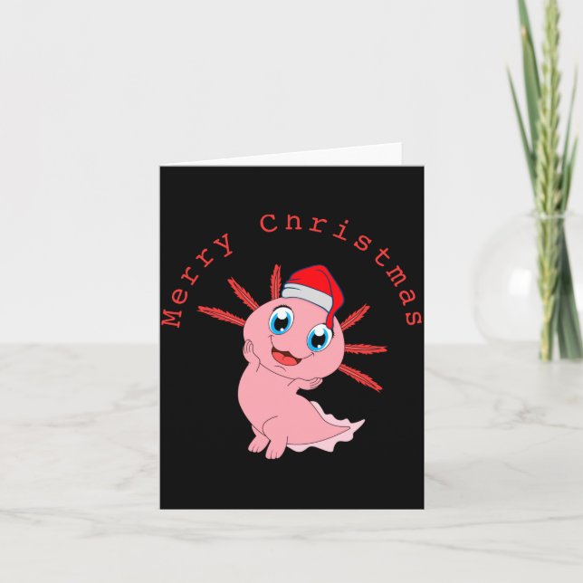 Tarjeta Cute Axolotl Santa Merry Christmas T Shirt  (Anverso)