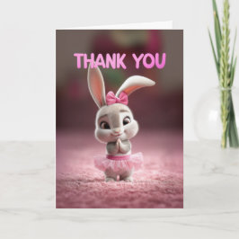 Tarjeta Cute Baby Bunny Girl in Pink Tutu Thank You