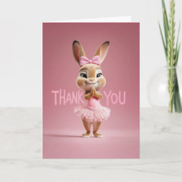 Tarjeta Cute Baby Bunny Girl in Pink Tutu Thank You