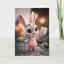 Tarjeta Cute Baby Bunny in Pink Romper Encouragement
