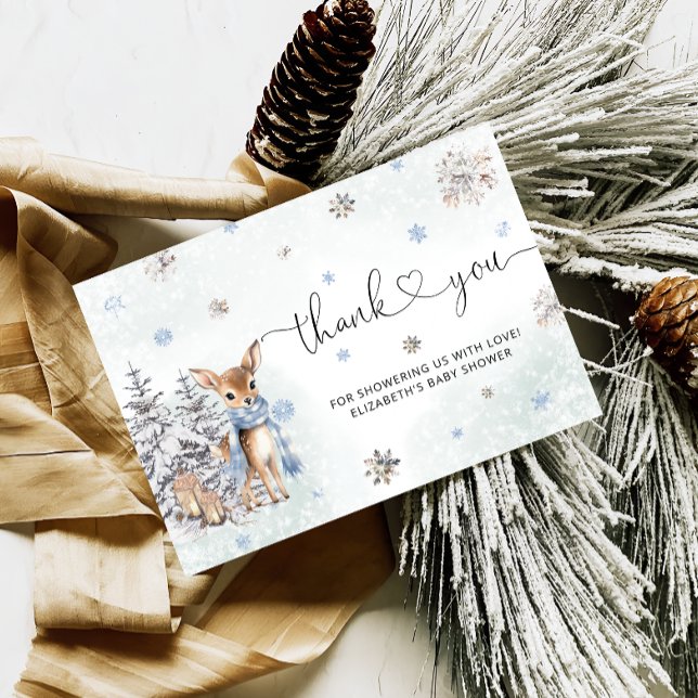 Tarjeta Cute Baby Deer Winter Baby Shower Gracias (Subido por el creador)