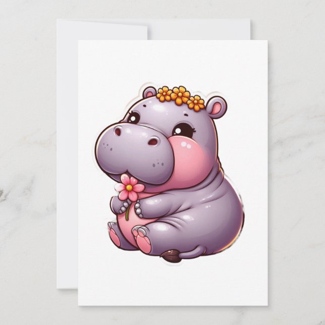 Tarjeta Cute Baby Hippo (Anverso)
