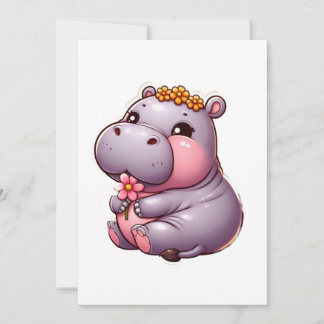 Tarjeta Cute Baby Hippo