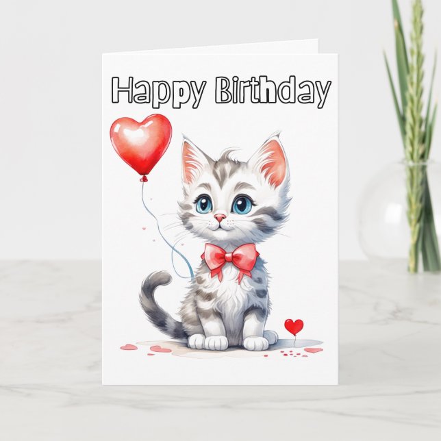 Tarjeta Cute Baby Kitten Happy Birday (Anverso)