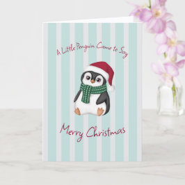 Tarjeta Cute Baby Penguin Wearing Santa Hat Christmas