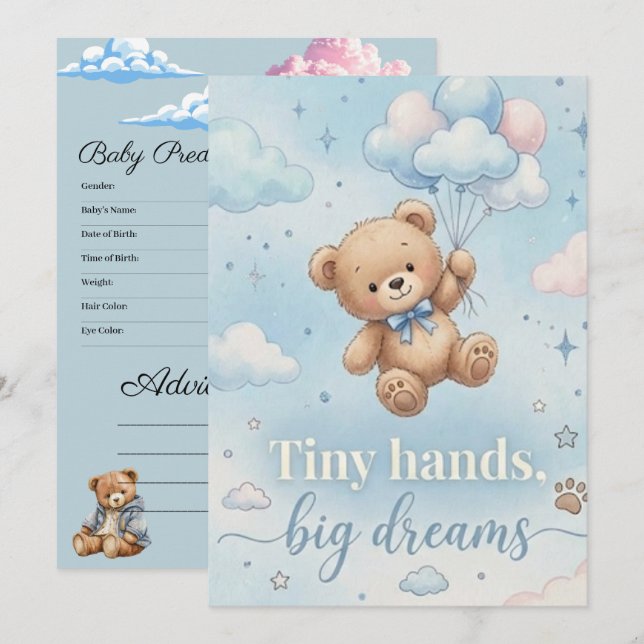 Tarjeta Cute Baby shower invitation with prediction game (Anverso / Reverso)