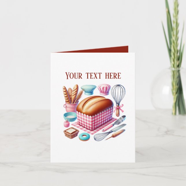 Tarjeta Cute Bakery bread customizable (Anverso)