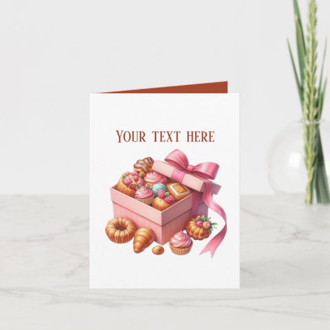 Tarjeta Cute bakery sweet box customizable (Anverso)