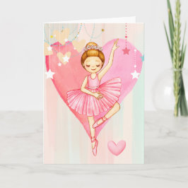 Tarjeta Cute Ballerina Stars and Heart Blank Note Card