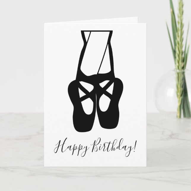 Tarjeta Cute Ballet Bailarinas Slippers Cumpleaños (Anverso)