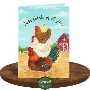 Tarjeta Cute Barnyard Chickens Stack Pensando En Usted